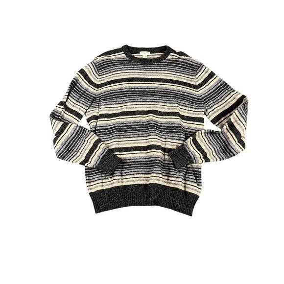 Dockers Men's XL Crewneck Sweater Striped Black Gray Cream Cotton Blend Knit - Picture 1 of 9